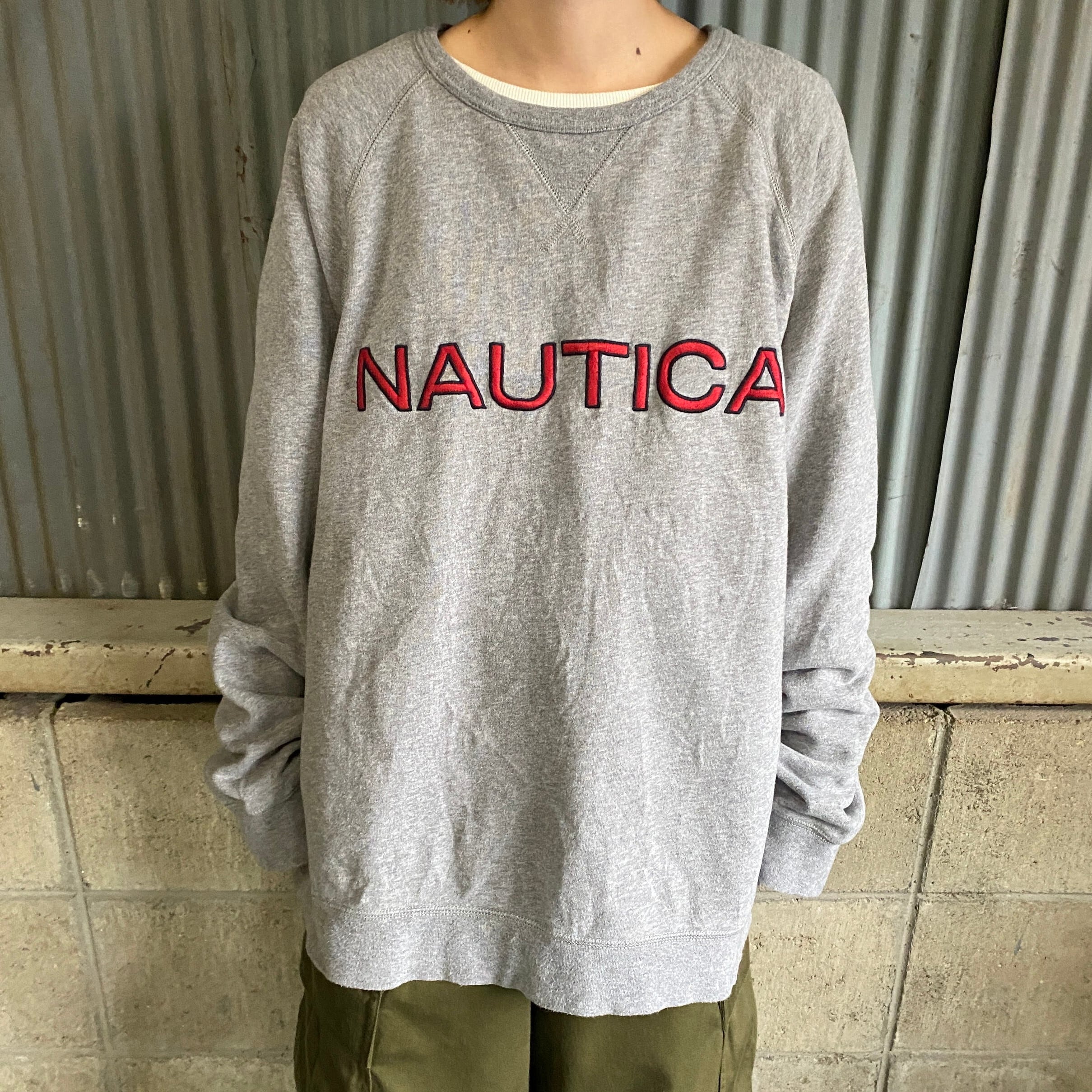 NAUTICA ノーティカ ロゴ刺繍 スウェットシャツ メンズXL