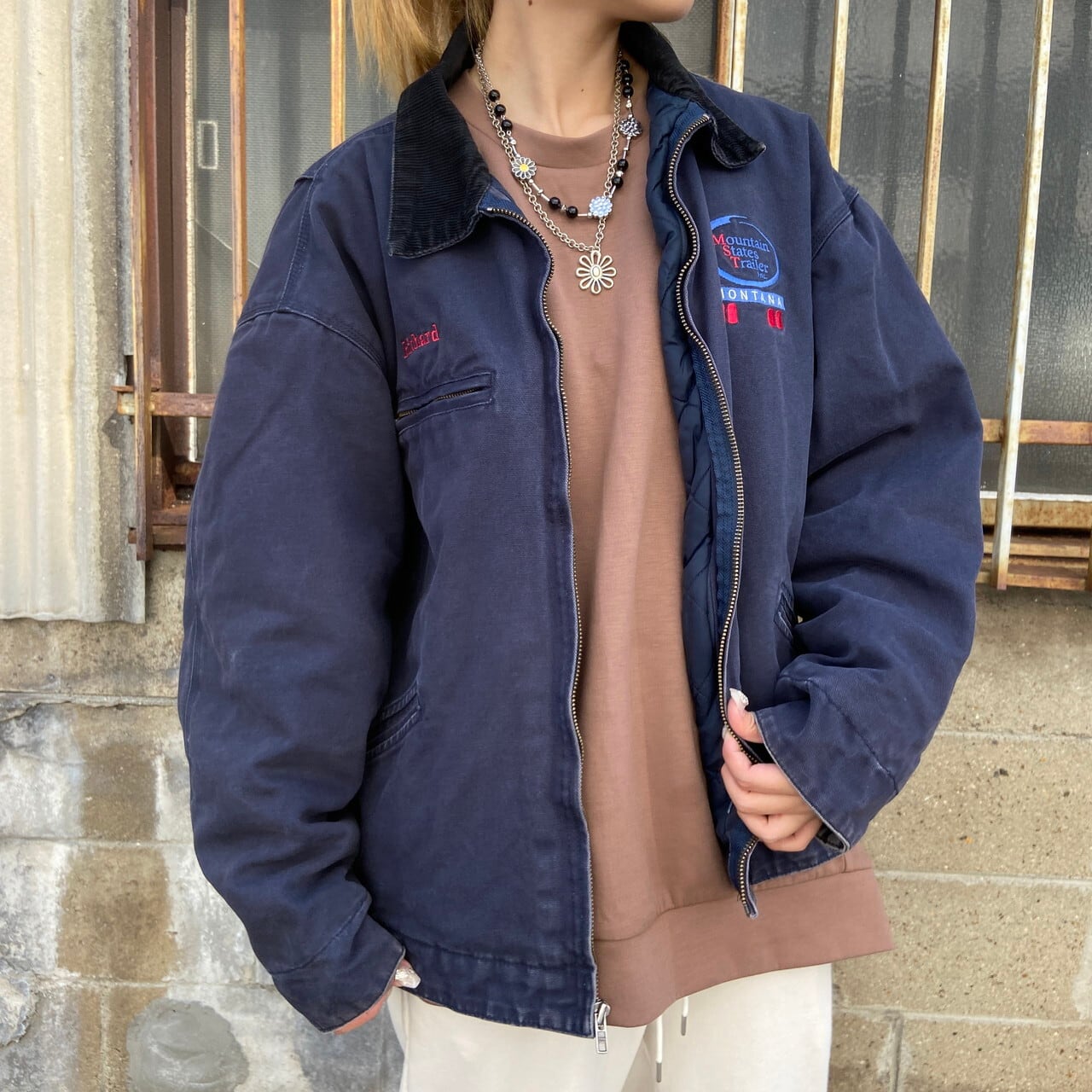 ビッグサイズ corner stone 企業ロゴ刺? 中綿キルティングライナー 