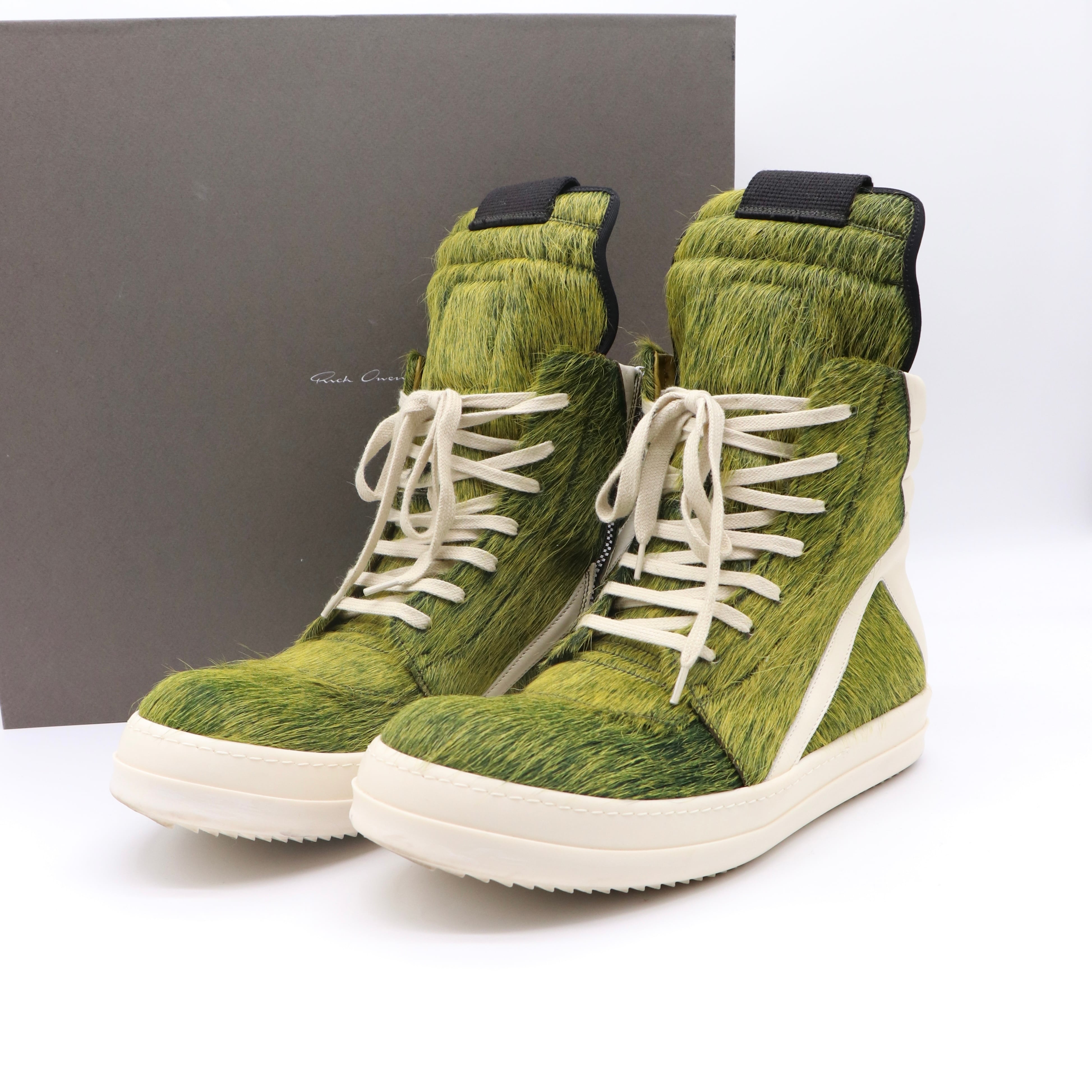 Rick Owens ルクソール ジオバスケット スニーカー グリーン ホワイト