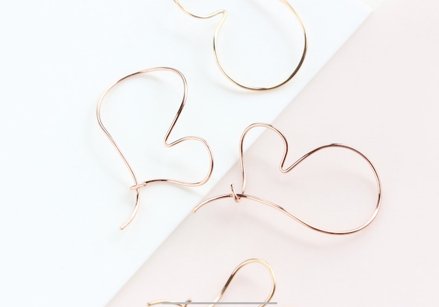 14kgf[Rose gold]-fluffy heart pierced earrings /can be chang to A.N original clip-on
