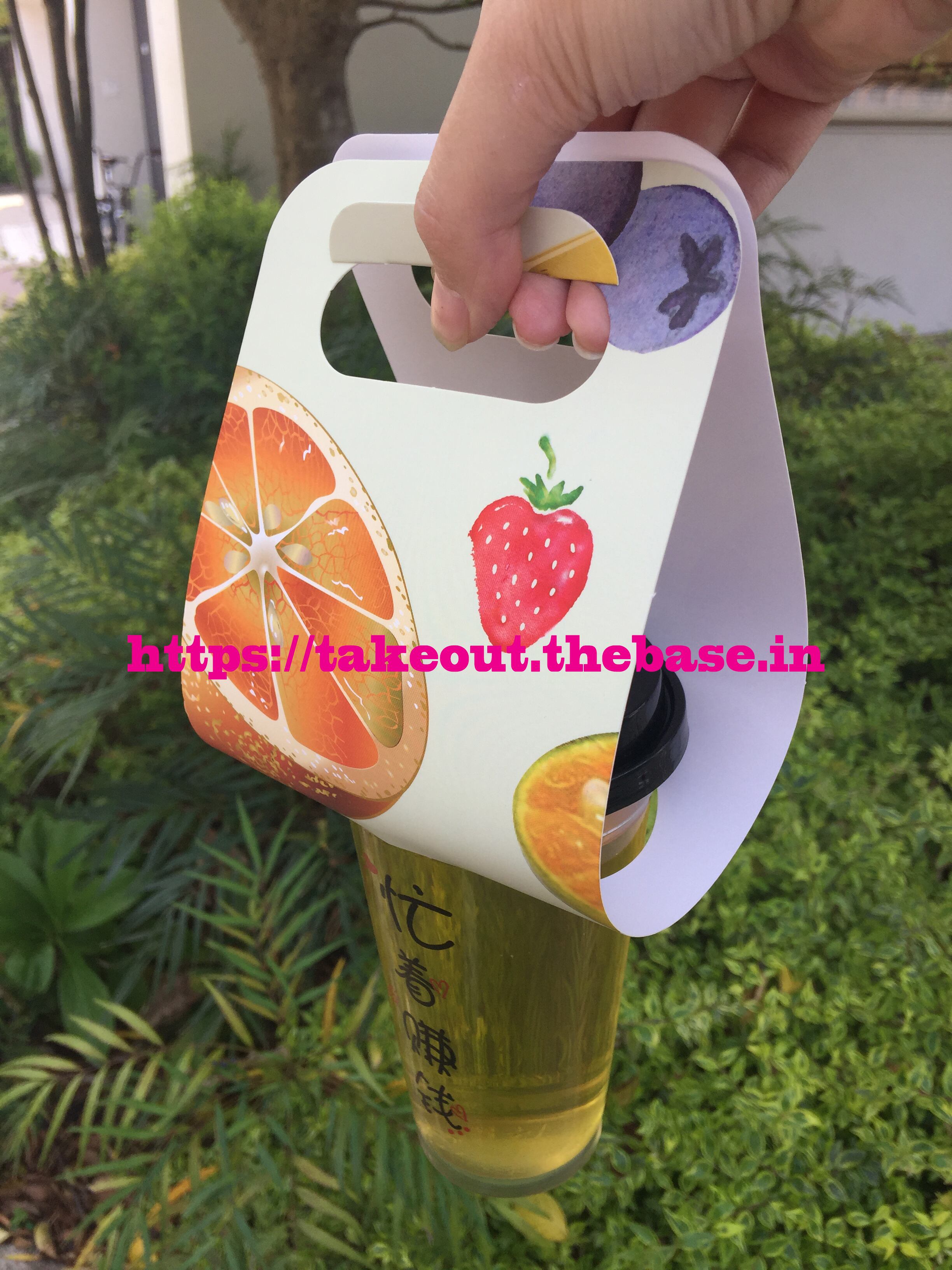 テイクアウトバッグ1000枚【フルーツ柄/1つ穴】（ペーパードリンク