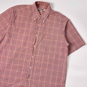 90s MCGREGOR SPORTSWEAR マクレガー チェック BD ボタンダウン シアサッカー 半袖シャツ L/レッド系 メンズ ビンテージ