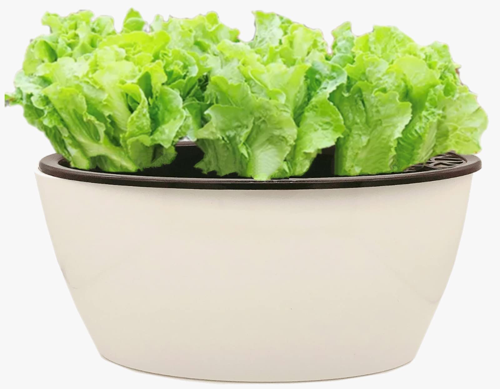 3world 植木鉢 プラスチック 白黒 おしゃれ 自動給水 花 野菜 ハーブ 栽培 SW1762楕円型(29x15cm)