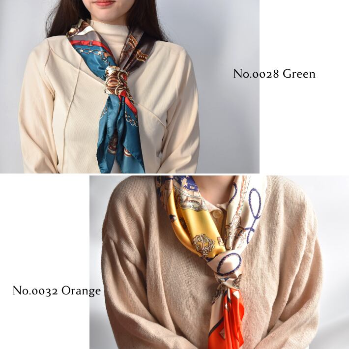 大判 正方形 スカーフ 90cm F シルク調 レディース ストール | HAPI&Co