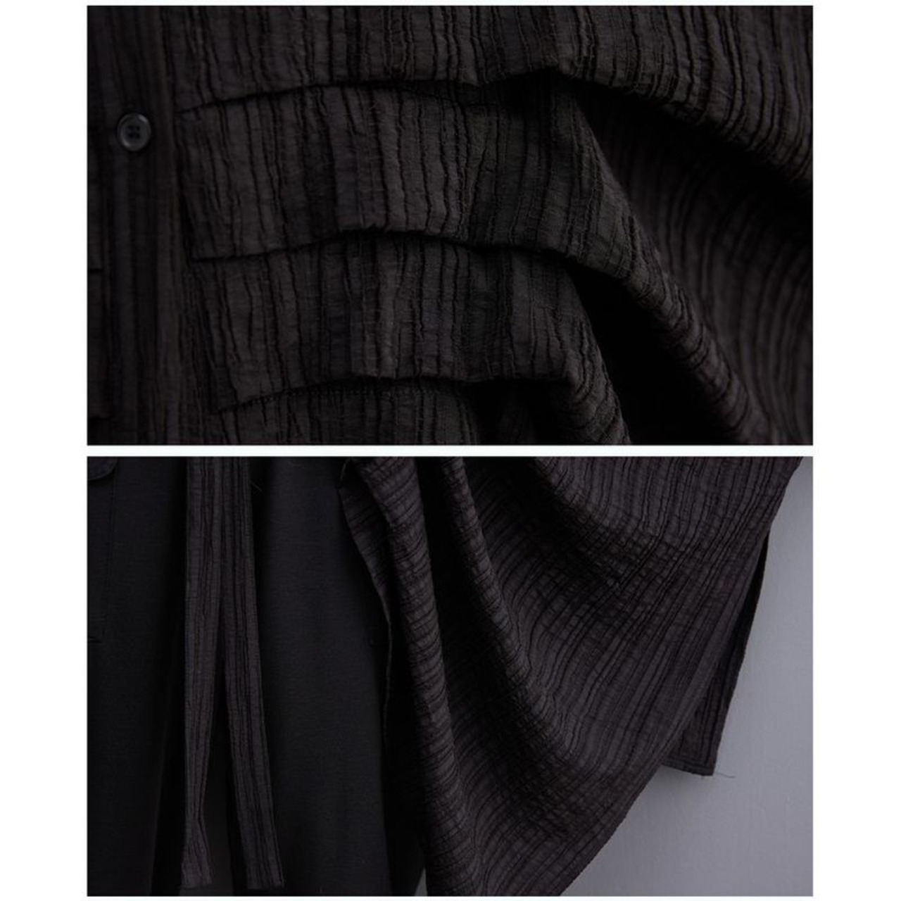 プリーツデザイン ワイドスリーブ シャツ  00029