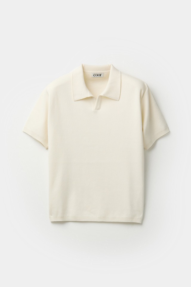 [COOR] Open-Collar Lightweight Cotton Polo Knit (Sailing Champagne) 正規品 韓国ブランド 韓国通販 韓国代行 韓国ファッション クール クーア クアー COOR 日本 店舗