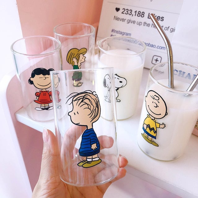 snoopy friends glass cup 300ml 5types / スヌーピー ピーナッツ コップ 韓国 北欧