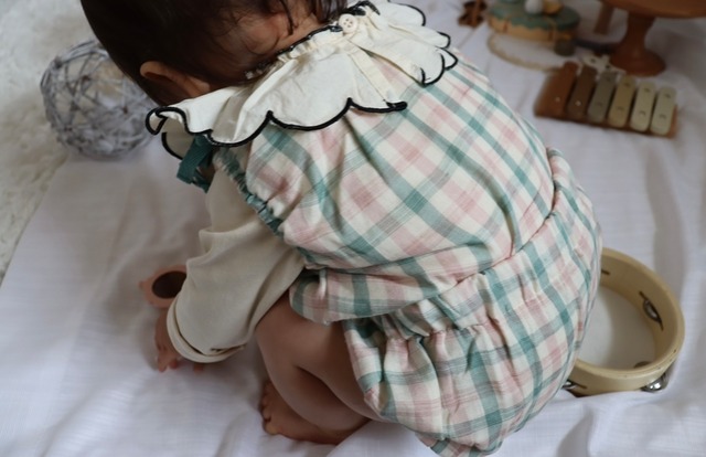 【取寄】くすみチェックが可愛すぎるリボン付きノースリーブセットアップ