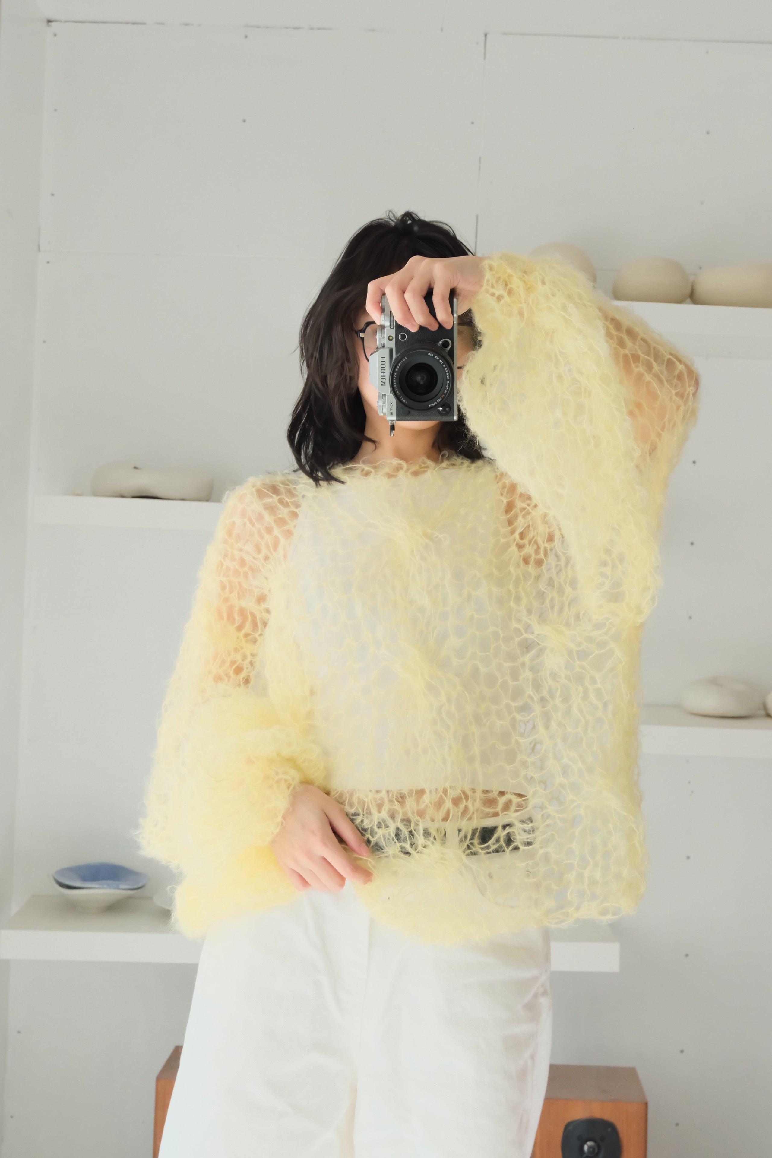 [ham様］amuamu see-through cable pullover 188)see through mohair cable pullover (long) | amuamu