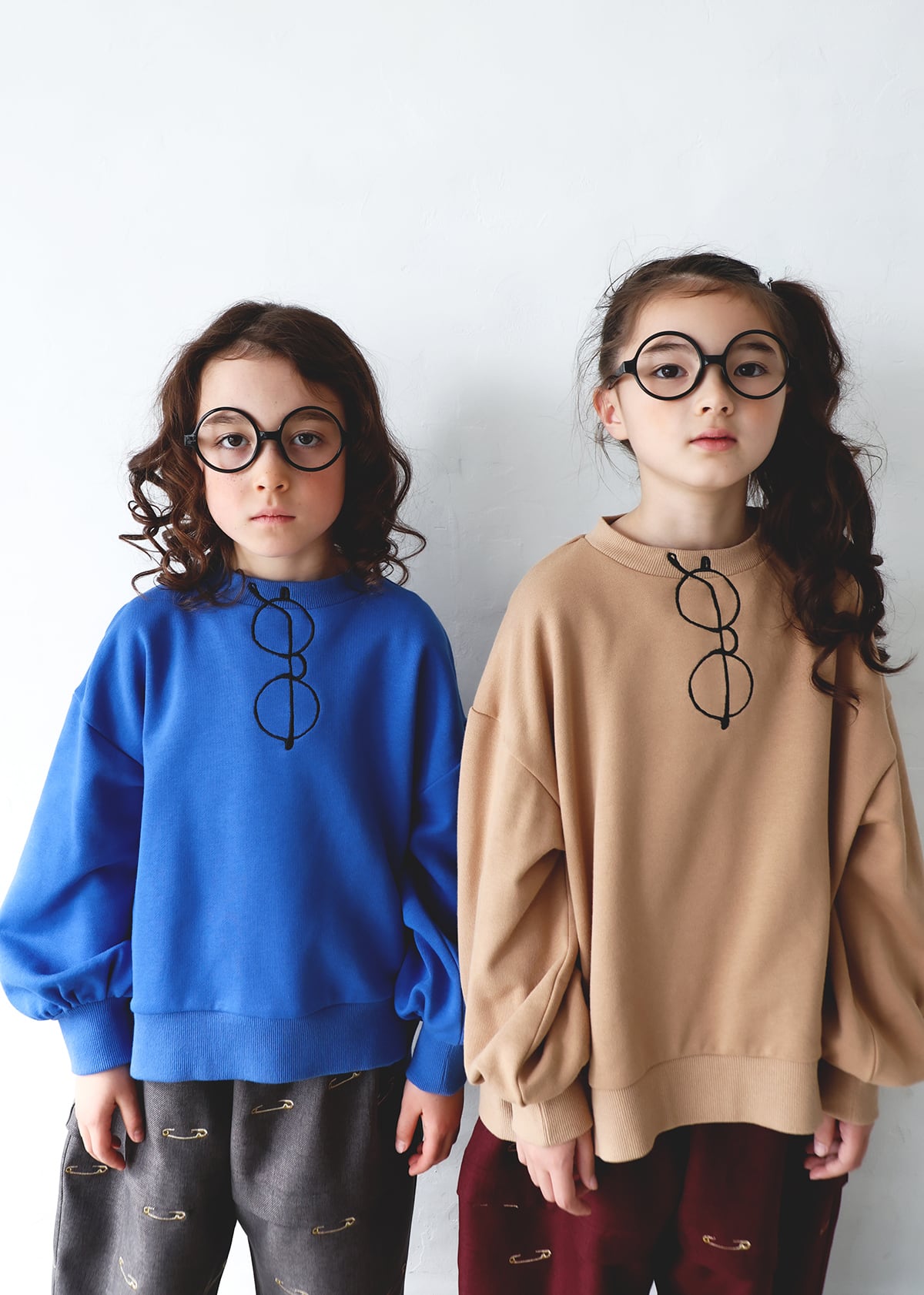 【26AW】michirico(ミチリコ)Glasses embroidery pullover ロイヤルブルー(M)スウェット めがね トレーナー ブルー