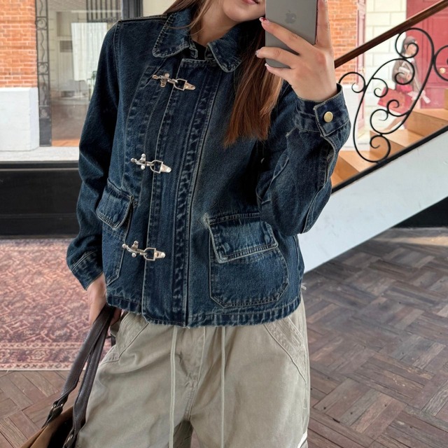 トグルバックルクラシックラインデニムブルゾン 1col   R01805