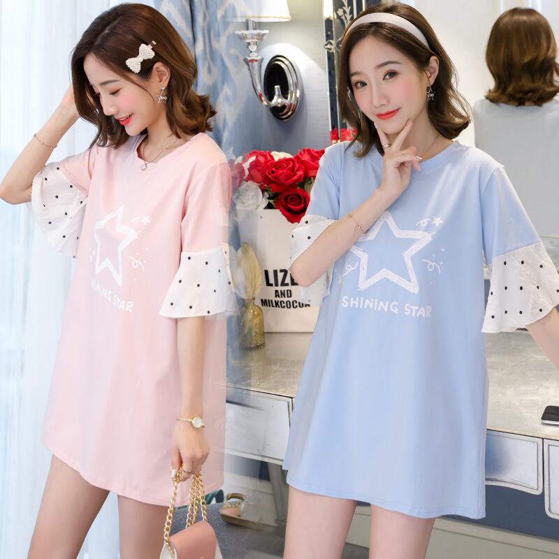 【新作】【送料無料】 新しい半袖マタニティトップスのマタニティウェア2019夏バージョン、ファッションプリントのルーズプラスサイズのマタニティTシャツ-アリババ 大きめサイズ サマー 夏物 expec278133308802