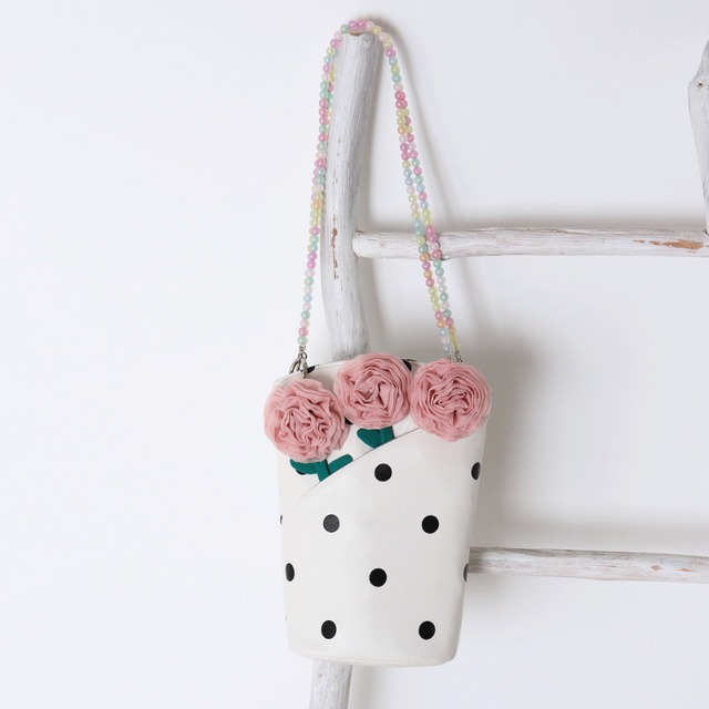 dot bouquet beads shoulder bucket bag  e2028