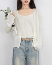 Button front v-neck knit cardigan L0141