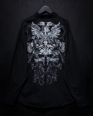 【WEAPON VINTAGE】Gothic Print Design Loose L/S Shirt
