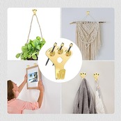 girldate 壁掛けフック(10個入り)釘付き 安全荷重34kg 多機能フック 石膏ボード 壁傷付けない 錆びにくい 落下防止 絵画 額縁 時計 服掛け用(ゴールド)