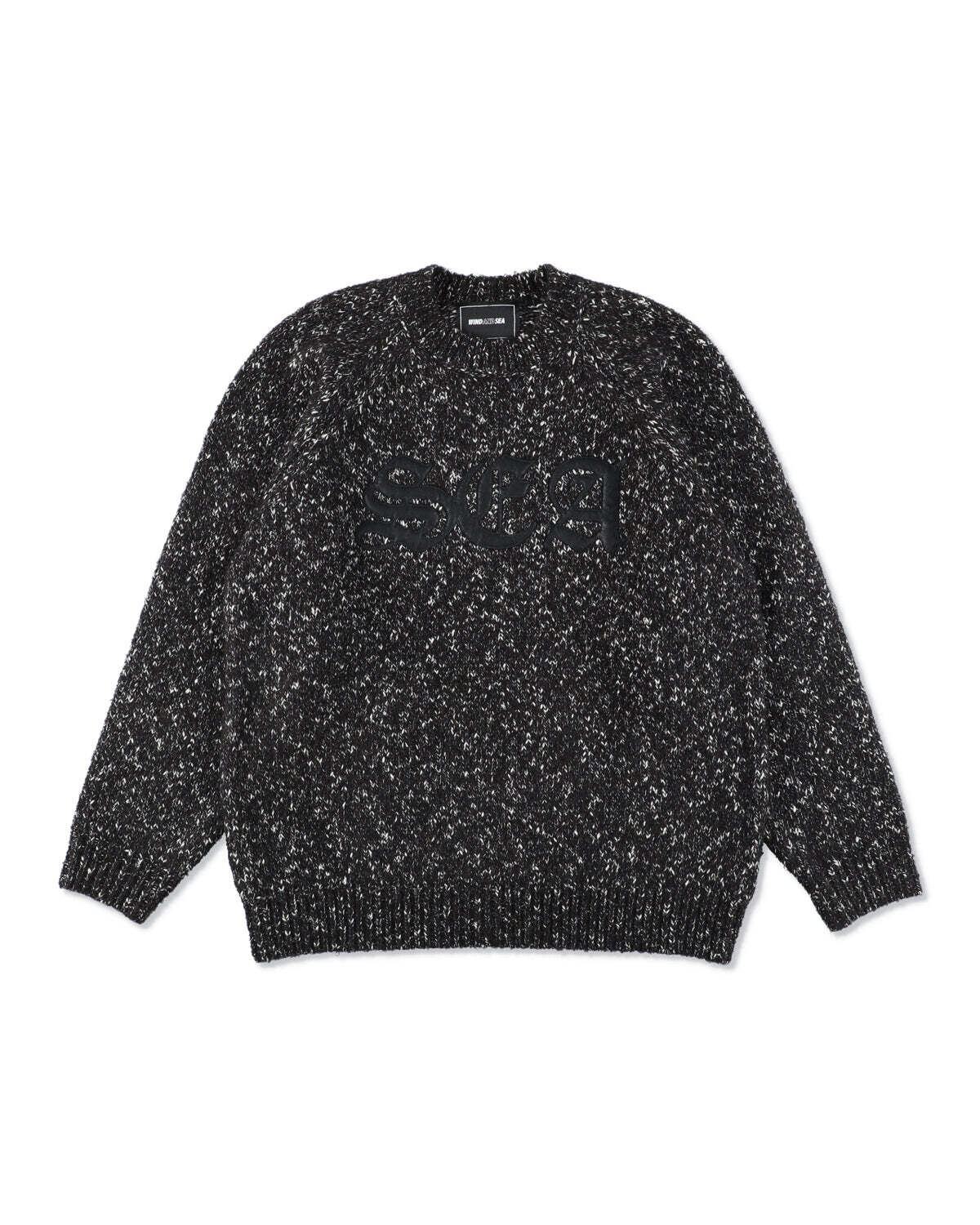 トップス wind and sea Leather Patch Knit Sweater WIND AND SEA ウィンダンシー Leather Patch Knit Sweater【BLACK