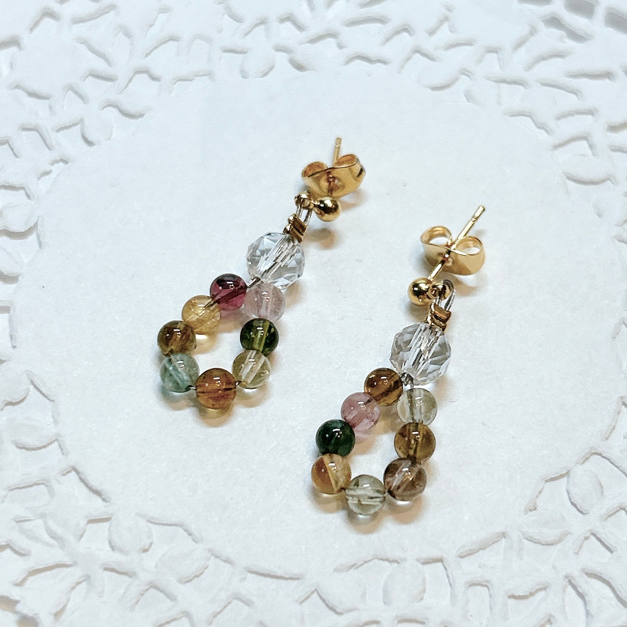 N17932】ピアス トルマリン 水晶 アクセサリー | クリスタル・ワールド