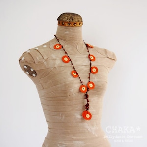 Oya Necklace／Orange×Cream