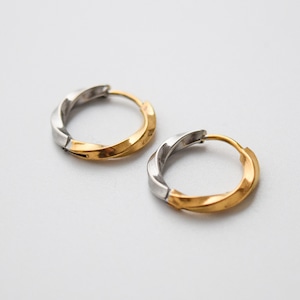 ステンレスツイスト2トーンフープピアス