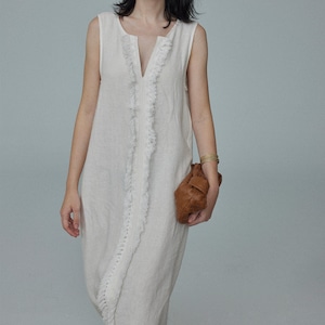 Fringe-Trimmed Maxi Sleeveless Dress T4335
