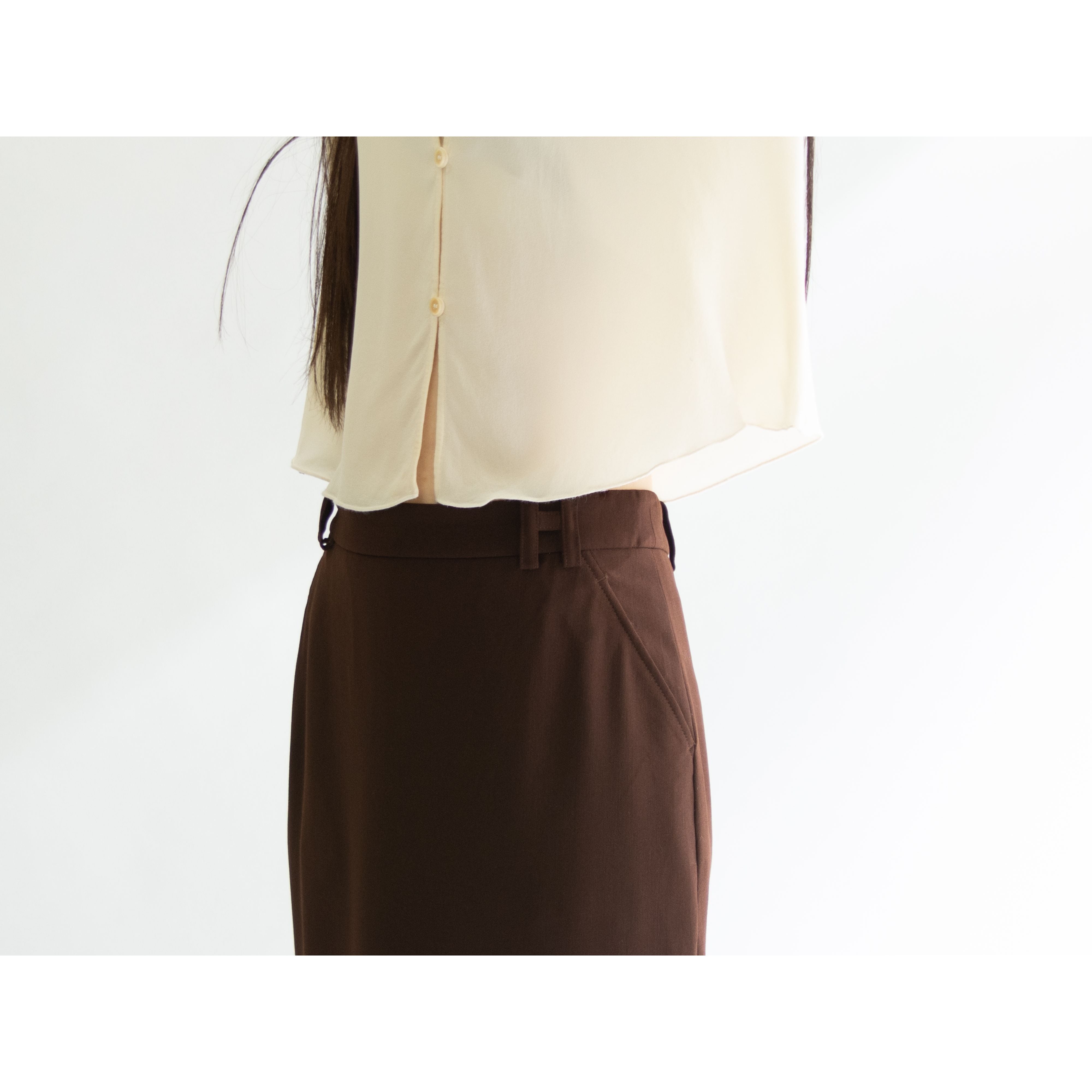 【HERMES by Jean Paul Gaultier】Made in France Stretch Wool Skirt（エルメス ジャンポールゴルチエ期 フランス製ストレッチウールスカート ）