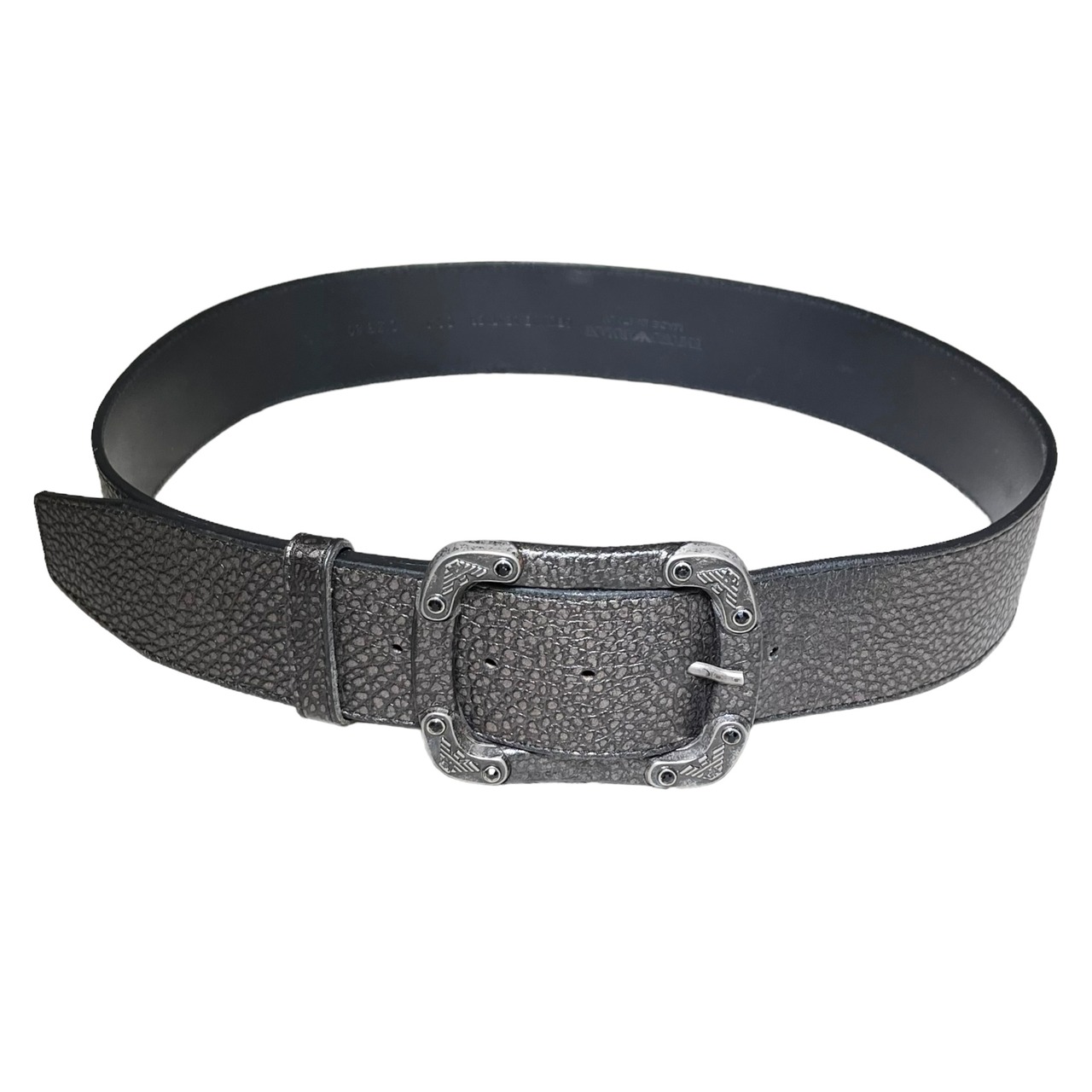 EMPORIO ARMANI leather belt set with rhinestone