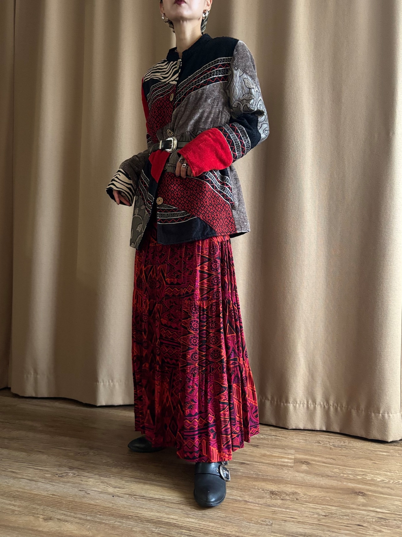 geometric mode patchwork jacket-5122-12