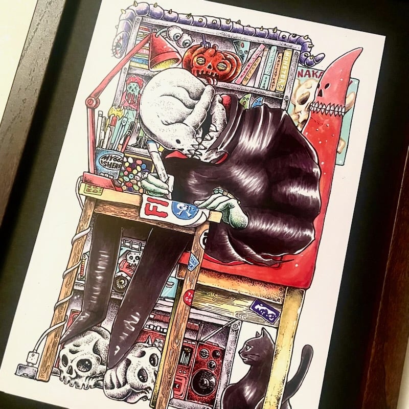 1995 ぶち抜きスマイル vintage ポスター フェルト 額装付き FILSWITCH SKULL」額入りミニポスター (O) | filswitch