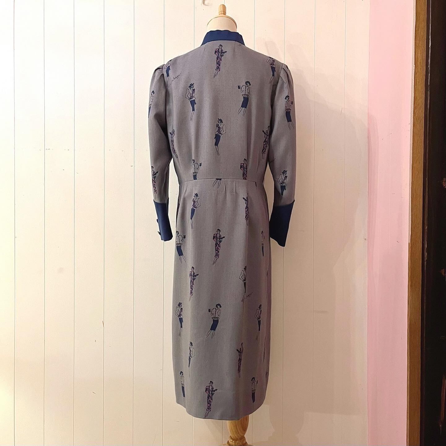 lady pink dot navy cuffs one-piece