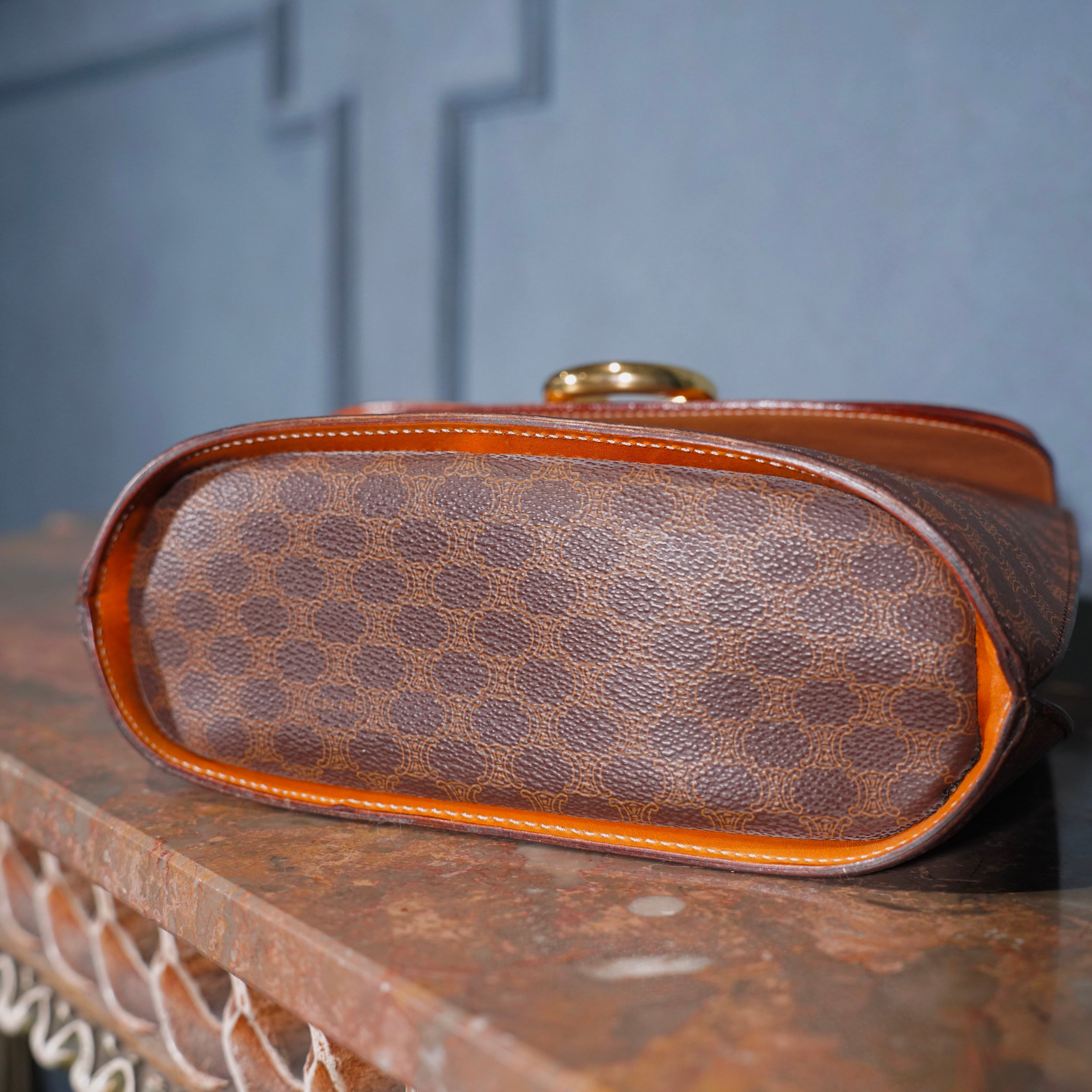 CELINE MACADAM PATTERNED DOUBLE FLAP HAND BAG/オールドセリーヌ