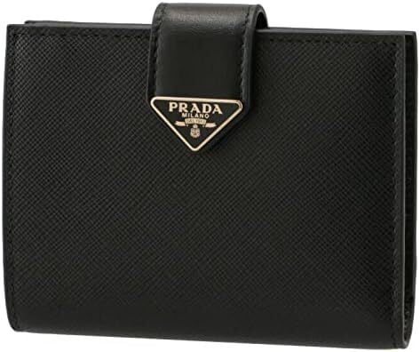 PRADA 折り財布　二つ折り　黒　ブラック　サフィアーノメタル