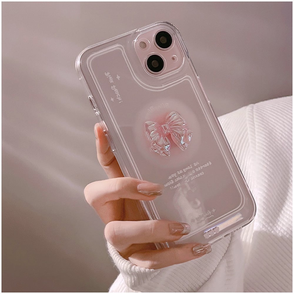 iPhone17~SEまで対応】かわいい立体デコ♡リボン デザイン クリア