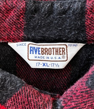 -FIVE BROTHER- Vintage 70-80s XL Flannel Check Shirt