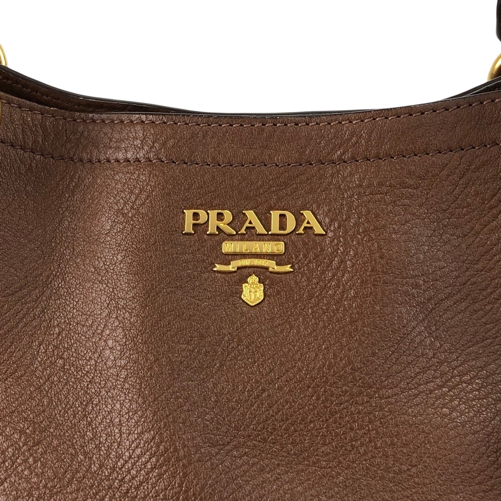 PRADA プラダ ショルダーバッグ ブラウン ロゴ レザー 2WAY vintage