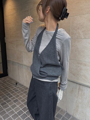 haulter neck knit set tops