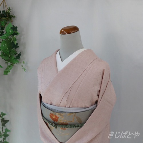 正絹　白梅色の無地　単衣