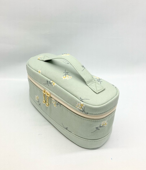 バニティポーチ  ミントフラワー　ポーチ｜とりさん工房ーかわいいハンドメイドポーチ