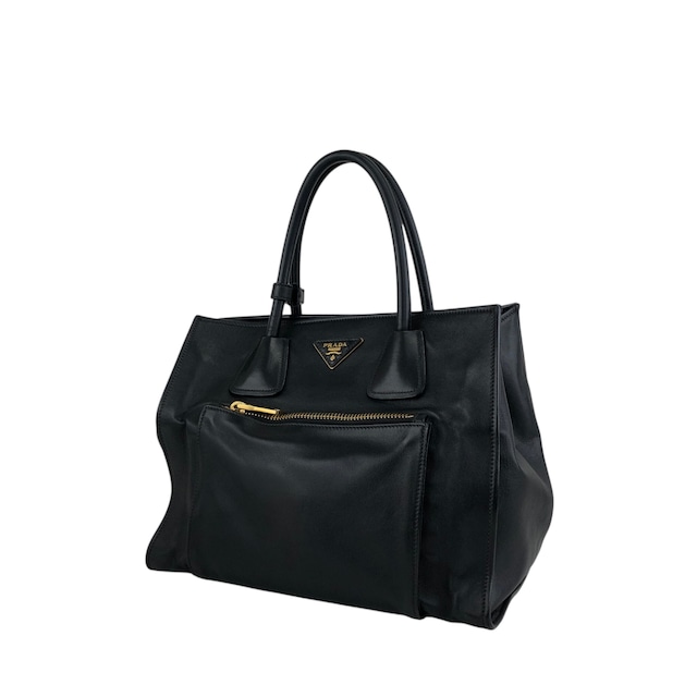 PRADA プラダ ショルダーバッグ ブラック トライアングルロゴ レザー 2WAY vintage ヴィンテージ オールド d2mxxu