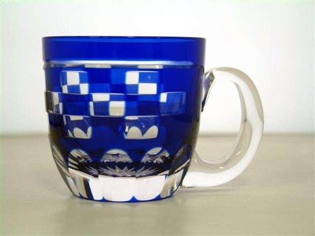 すみだ珈琲オリジナル 江戸切子カップ 市松柄 藍 | THE COFFEE HOUSE