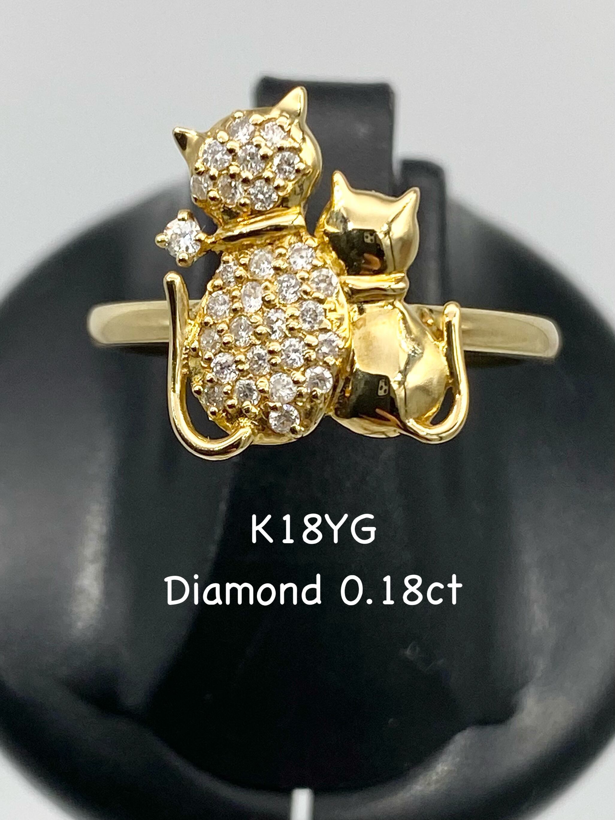 ダイヤモンドSALE ~4/21】親子猫さん ダイヤモンド 計0.18ct K18 
