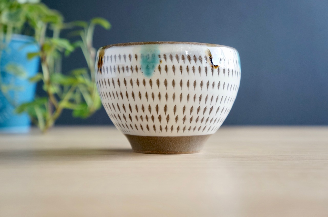 小石原焼 まるた窯 フリーカップ 三彩とびかんな ②【30-6】