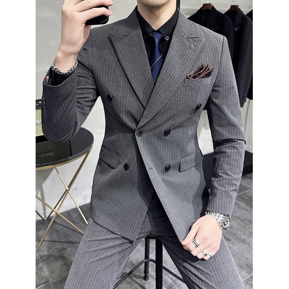 ダブルブレストスーツ スリムフィット ブリティッシュスタイル SU0079