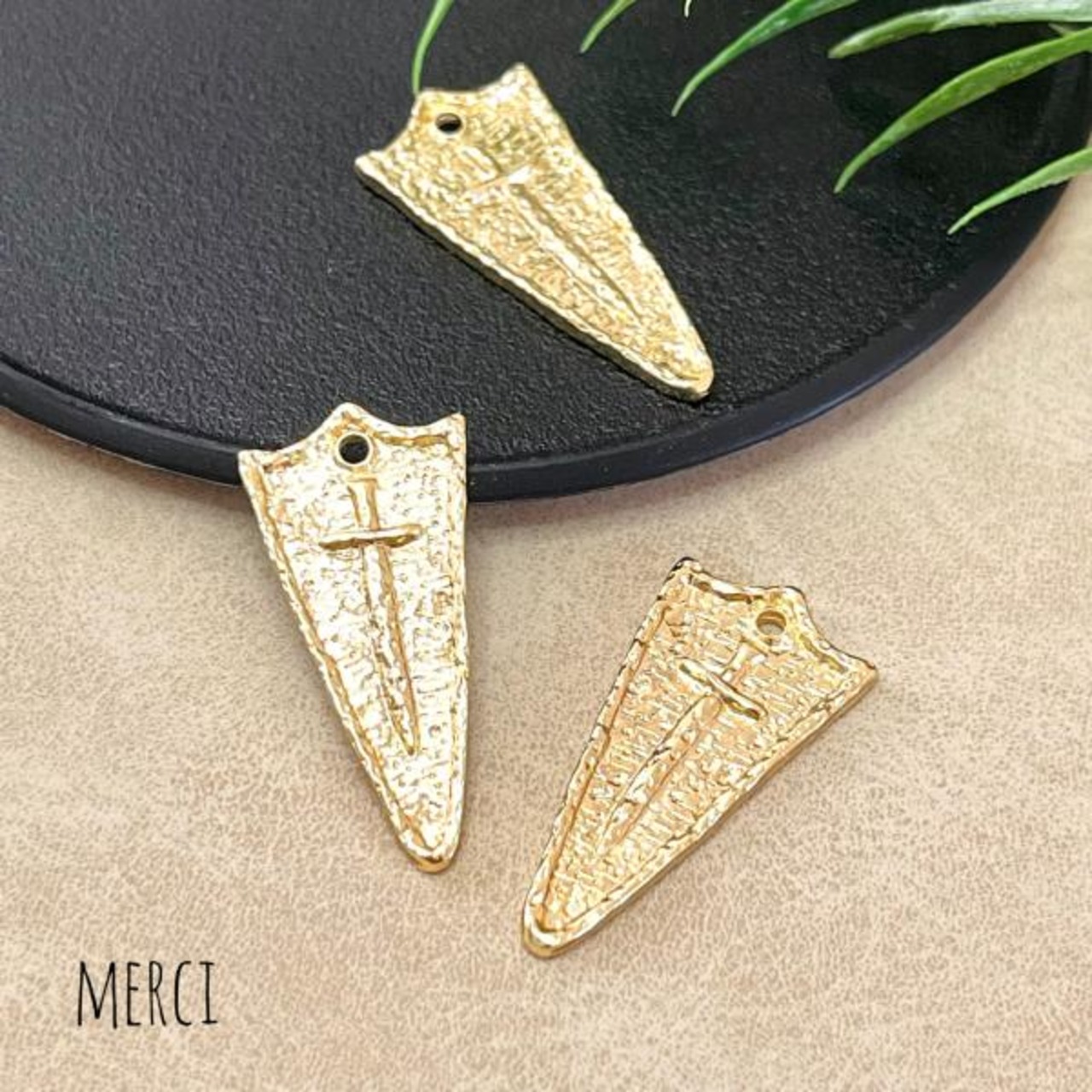 16kgpゴールドメッキクロスチャーム/十字架/