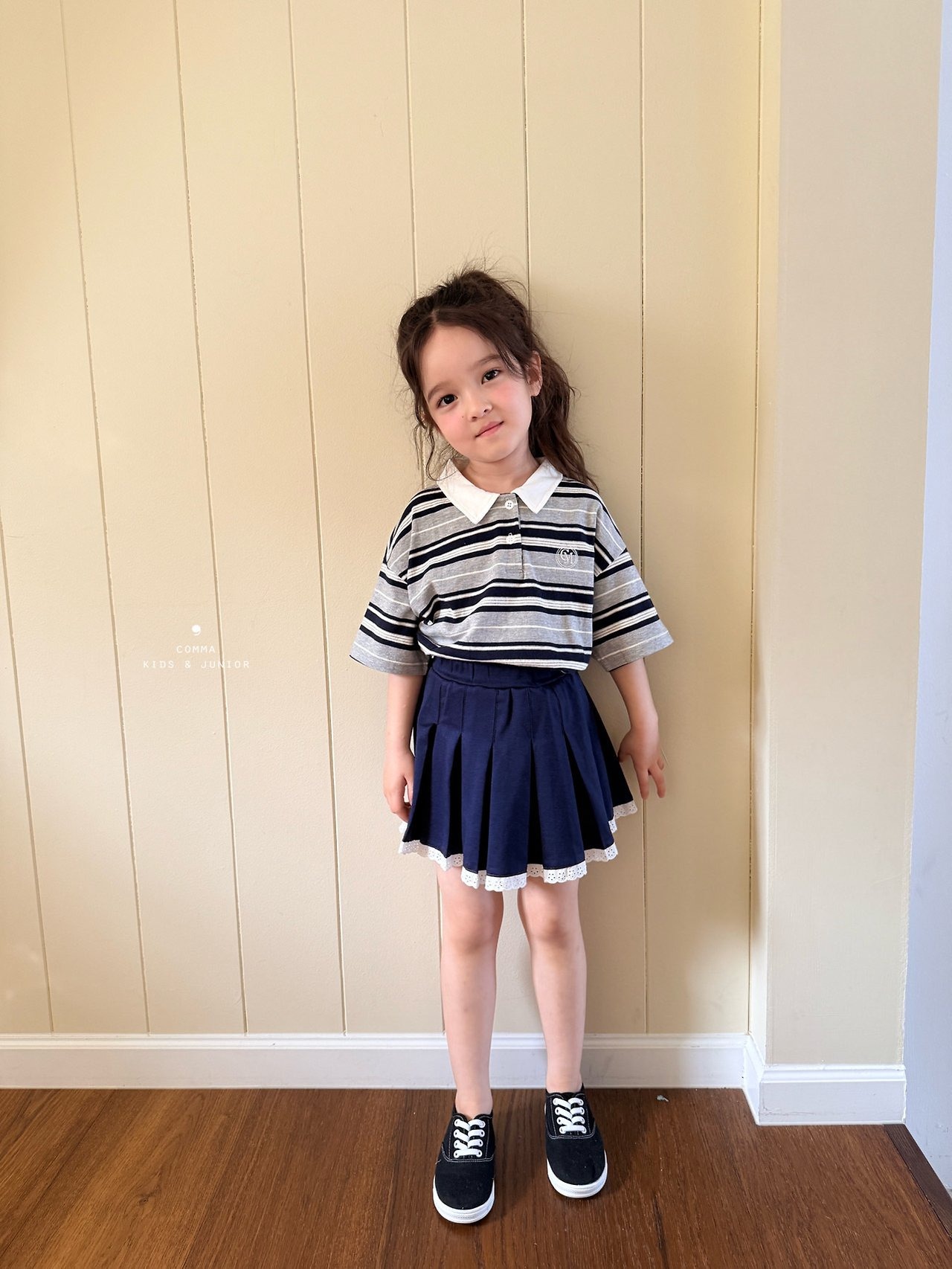 [COMMA] Striped Collar Tee / [콤마] 단가라카라티