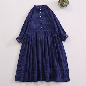 ハーフボタンドット柄ワンピース ・9158 ハーフボタンドット柄ワンピース ・9158