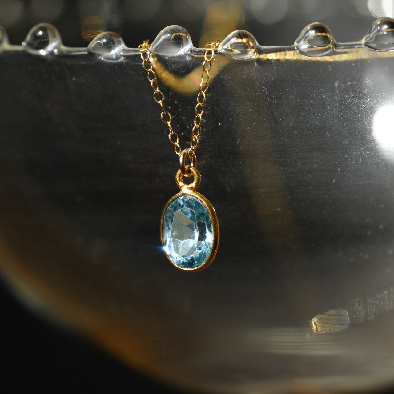 ブルートパーズの天然石ネックレス（Silver925／14kgf） [No.179