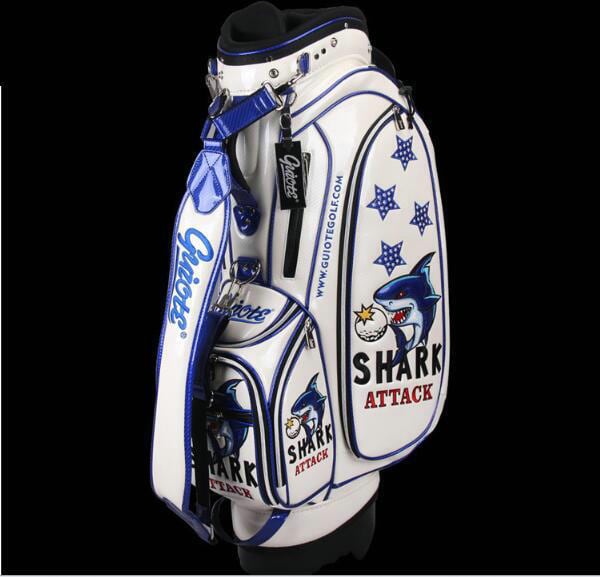 高級 刺繍 入り PU レザー ゴルフ スタンドバッグ フレンチブルドッグ