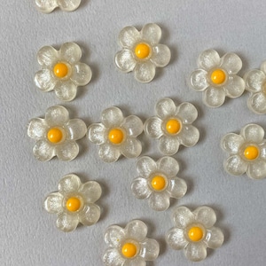 ラメ白花のデコパーツ(18mm)