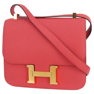 Used HERMES エルメス コンスタンス 3 24 ヴォーエプソン パーソナルオーダー ルージュピヴォワンヌ ノワール ゴールド金具 ショルダーバッグ ポシェット 超美品